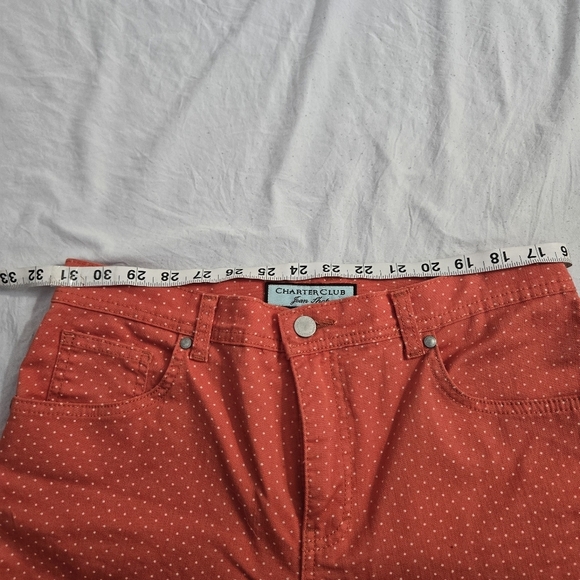 🌼3 for $15🦋 CHARTER CLUB Jeans orange Swiss dot size 6 regular straight leg - Picture 5 of 7